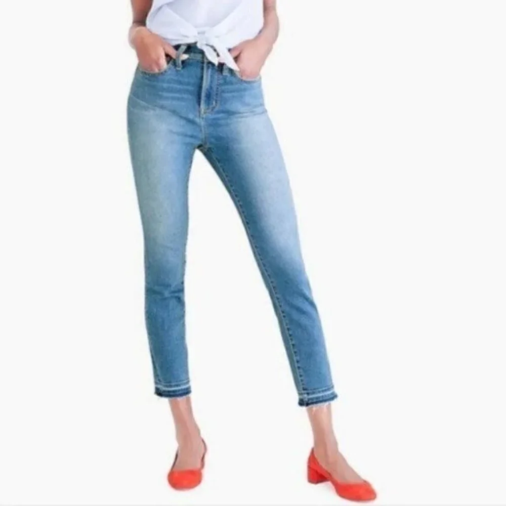 J. Crew Mercantile High Rise Raw Hem Light Wash Skinny Jeans‎ 25